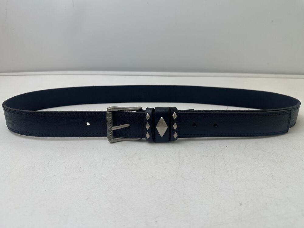 Frye Black Leather Diamond Studded Belt W/ Silver Hardware Men's Sz Large NWT